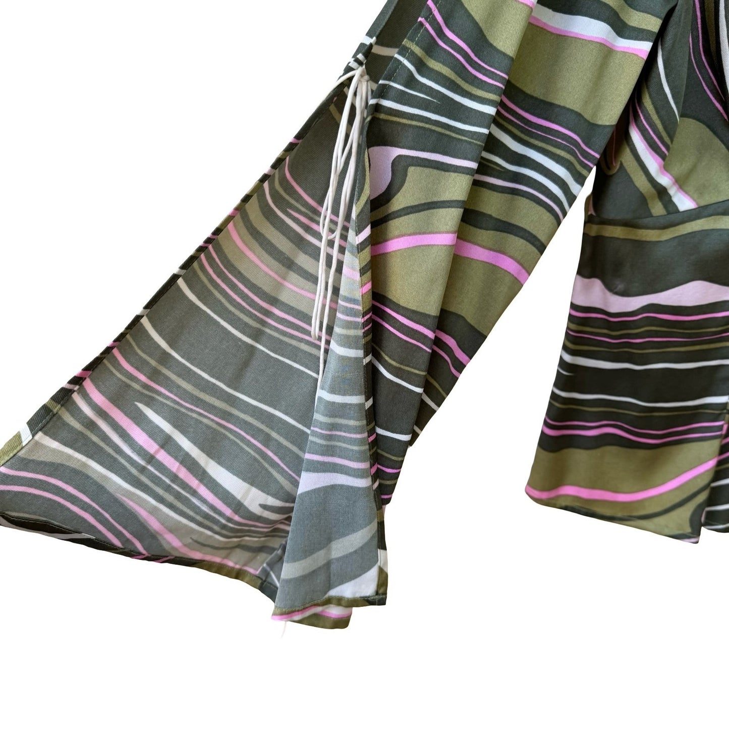 Filippa Y2K Ethereal Silk Blend Psychedelic Romantic Fairycore Split Sleeve Top