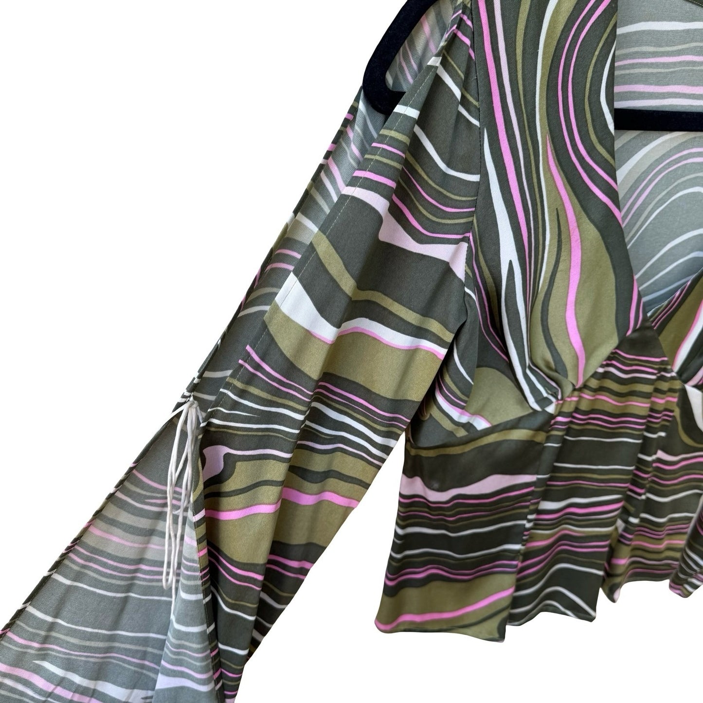 Filippa Y2K Ethereal Silk Blend Psychedelic Romantic Fairycore Split Sleeve Top