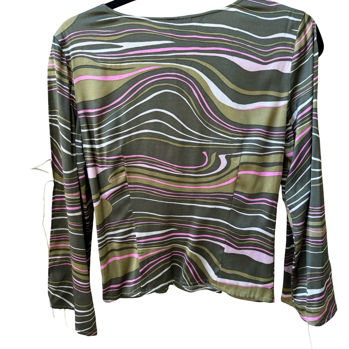 Filippa Y2K Ethereal Silk Blend Psychedelic Romantic Fairycore Split Sleeve Top