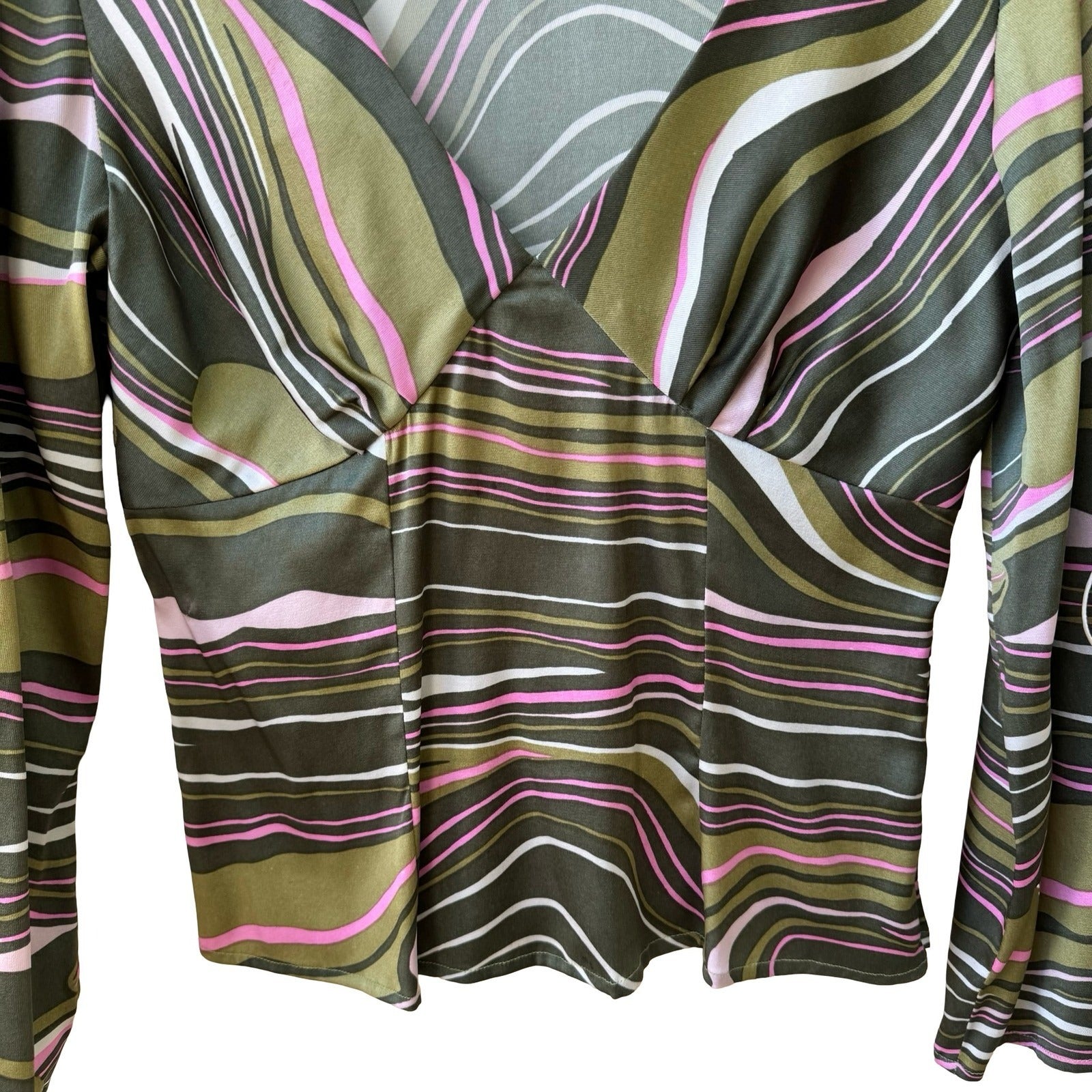 Filippa Y2K Ethereal Silk Blend Psychedelic Romantic Fairycore Split Sleeve Top