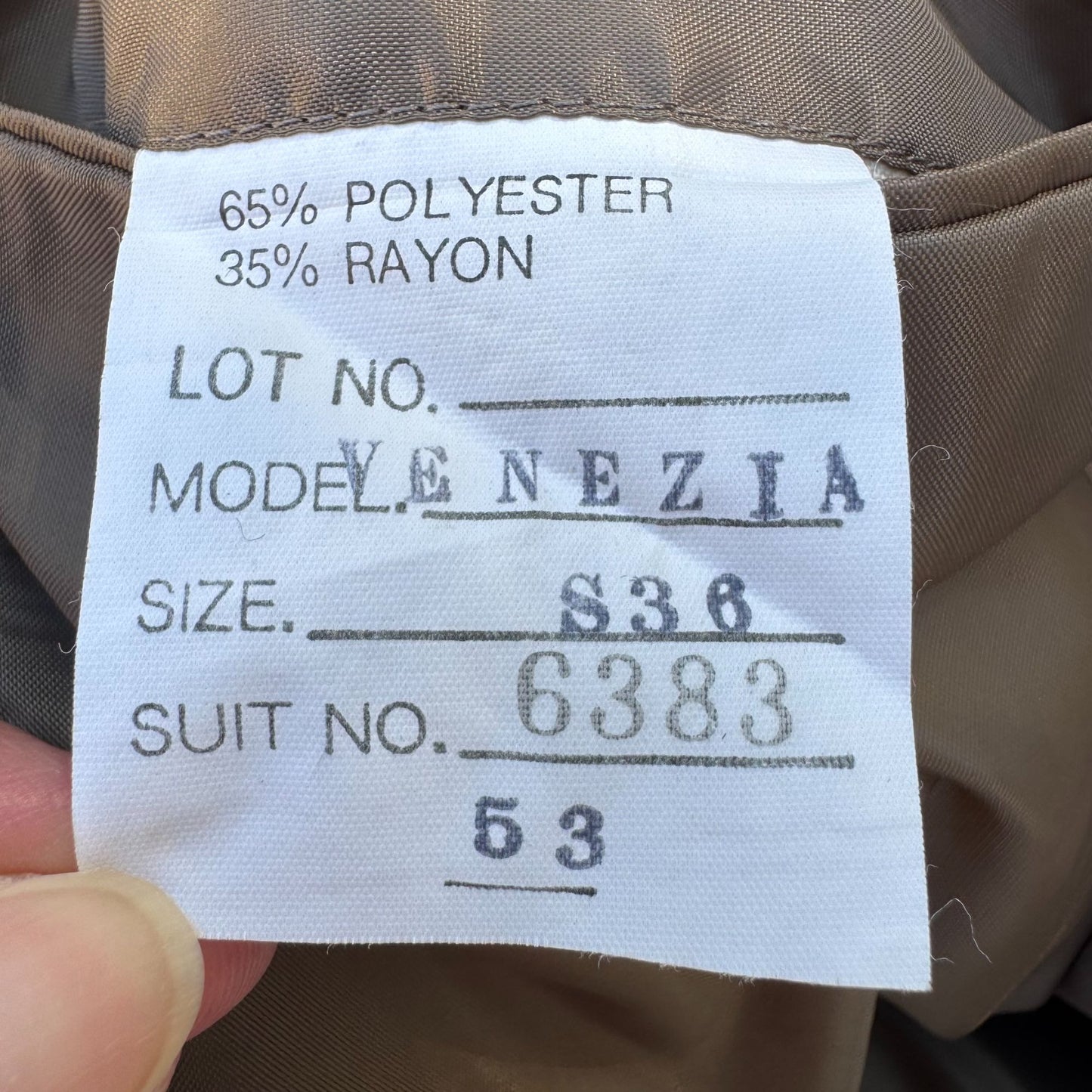 Venezia Vintage Mens Tan Two Button Single Breasted Herringbone Blazer Jacket 36