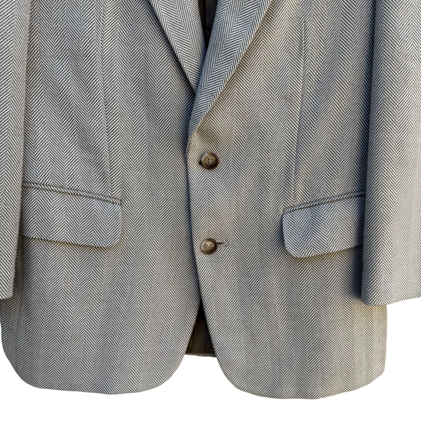 Venezia Vintage Mens Tan Two Button Single Breasted Herringbone Blazer Jacket 36