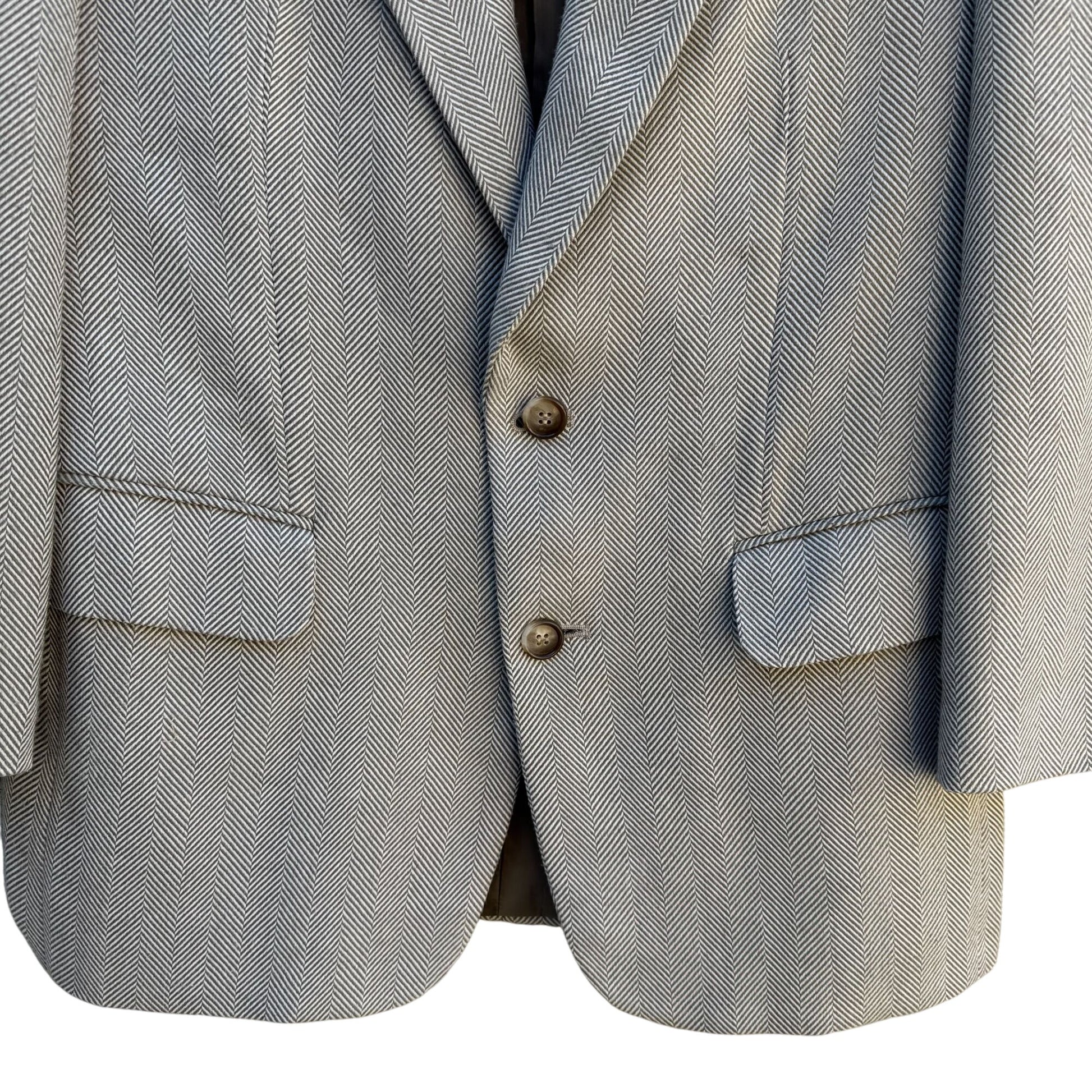 Venezia Vintage Mens Tan Two Button Single Breasted Herringbone Blazer Jacket 36