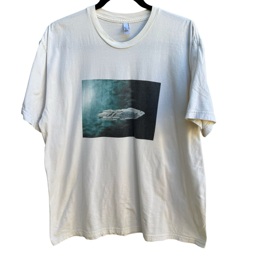 American Apparel Battlestar Galactica Graphic T-Shirt XL Cream Organic Cotton