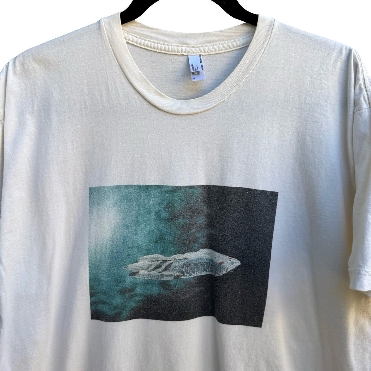 American Apparel Battlestar Galactica Graphic T-Shirt XL Cream Organic Cotton