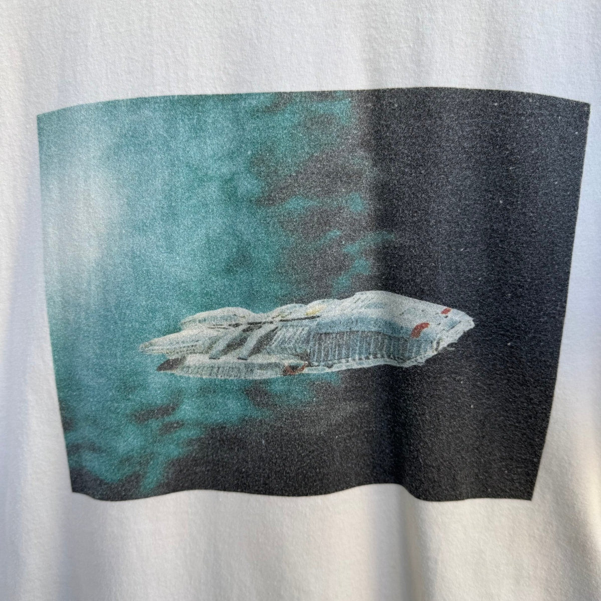 American Apparel Battlestar Galactica Graphic T-Shirt XL Cream Organic Cotton