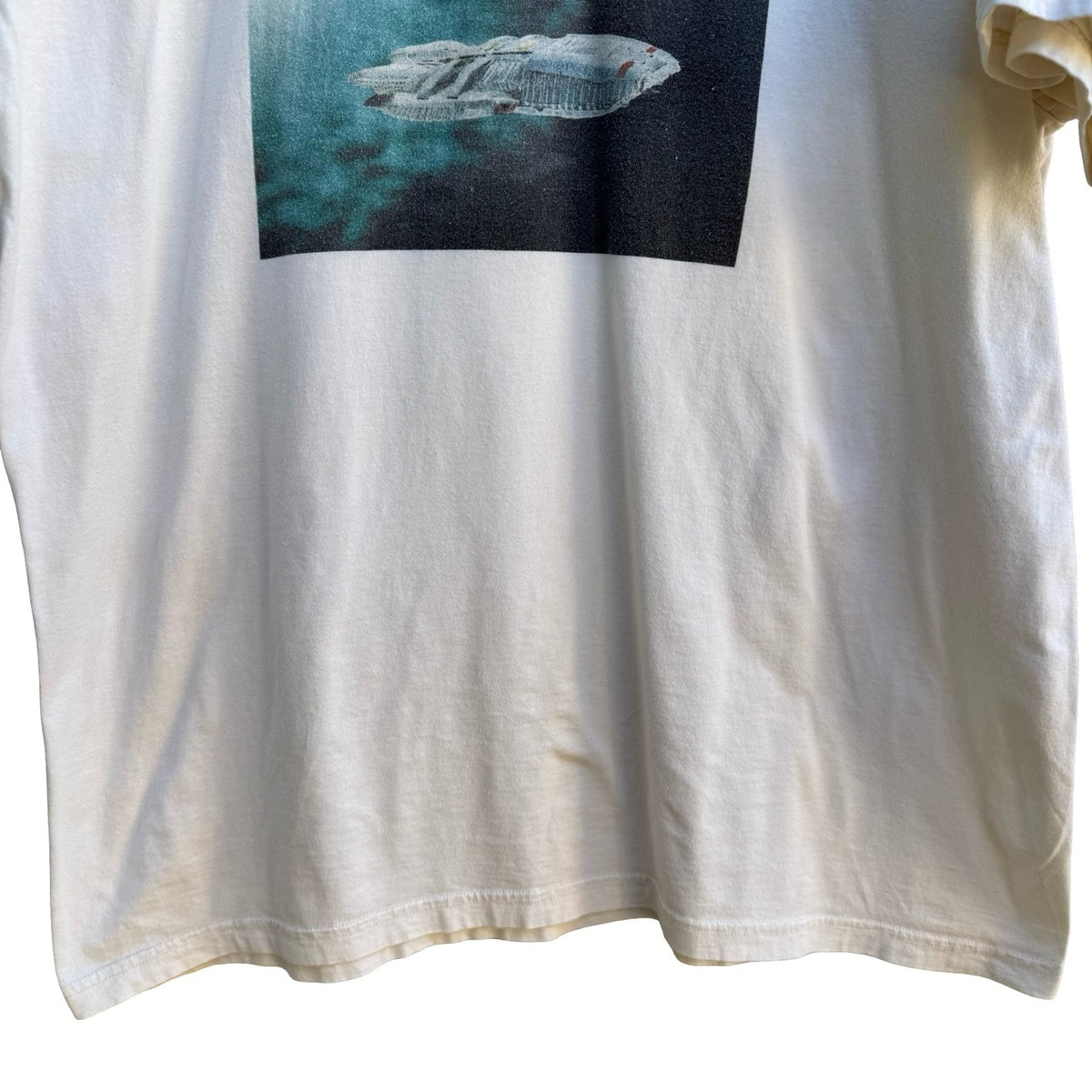 American Apparel Battlestar Galactica Graphic T-Shirt XL Cream Organic Cotton