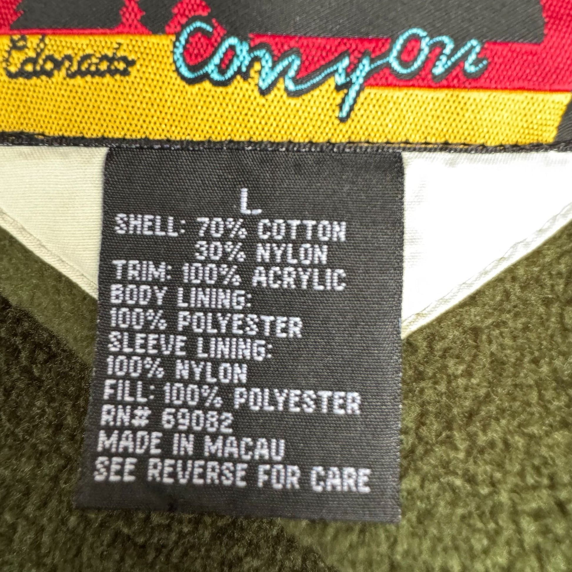 Black Canyon Colorado Vintage Outdoor White Fleece Lining Zip Pocket Jacket L