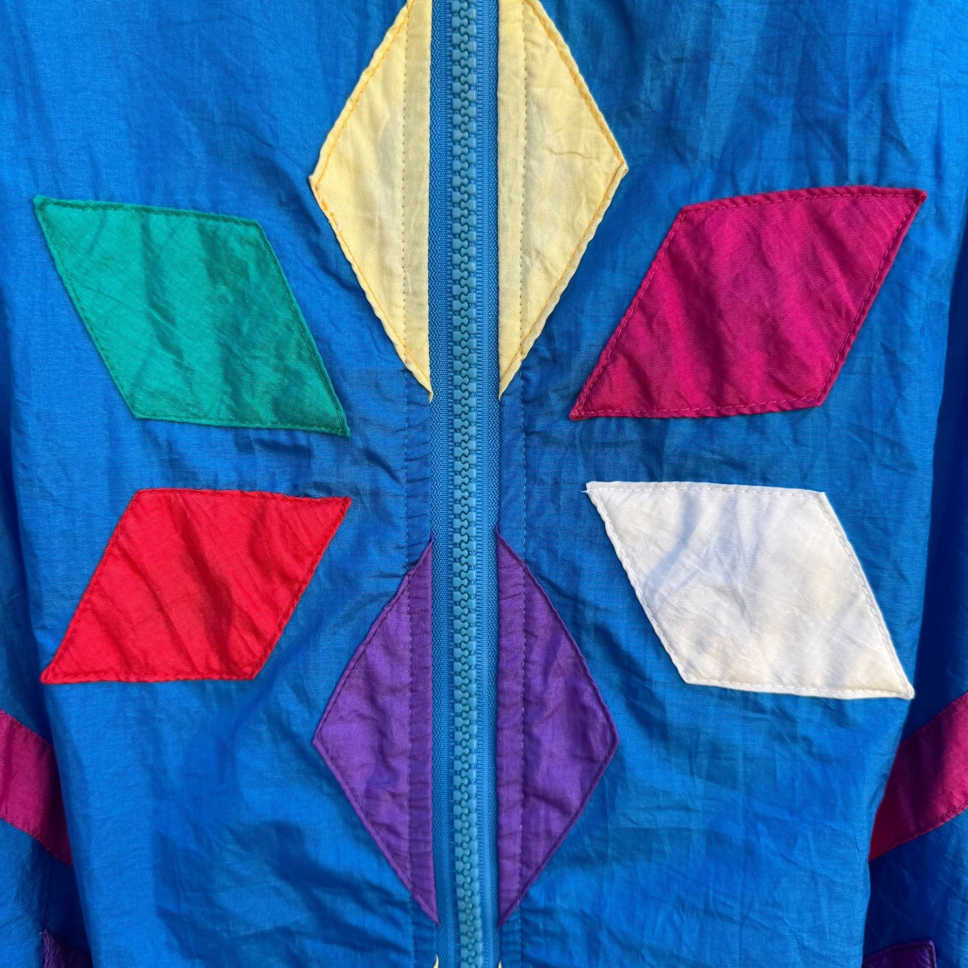 Slade Vintage 80s 90s Geometric Windbreaker Colorblock Swishy Retro Track Jacket