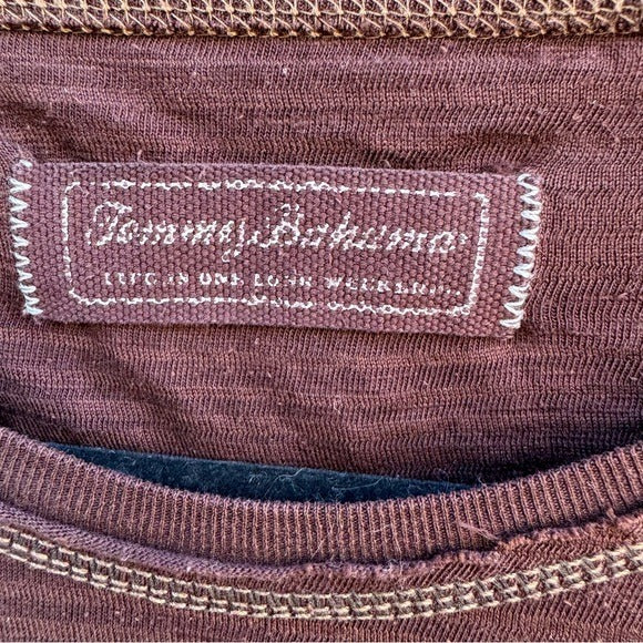 Tommy Bahama Silk Blend Mens Long Sleeve Brown Casual Athleisure Pocket Shirt L