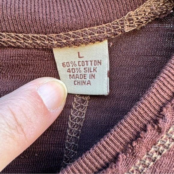 Tommy Bahama Silk Blend Mens Long Sleeve Brown Casual Athleisure Pocket Shirt L