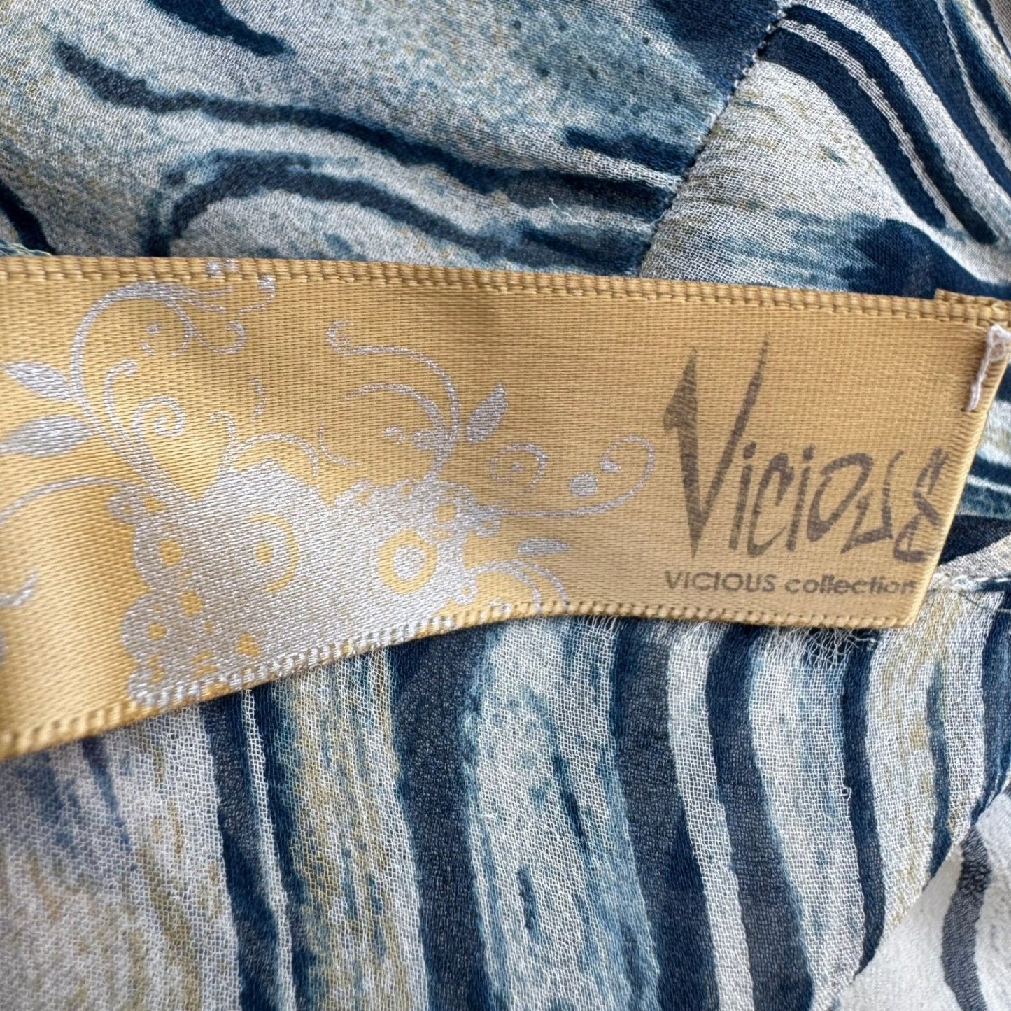 Vicious Y2K Silk Boho Tiger Print Midi Dress Ethereal Rosette Straps Resortwear