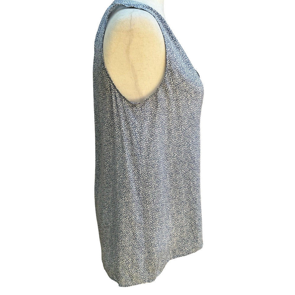 Joie Coastal Micro Polka Dot 100% Silk Sleeveless Quiet Luxury Blue Blouse XS