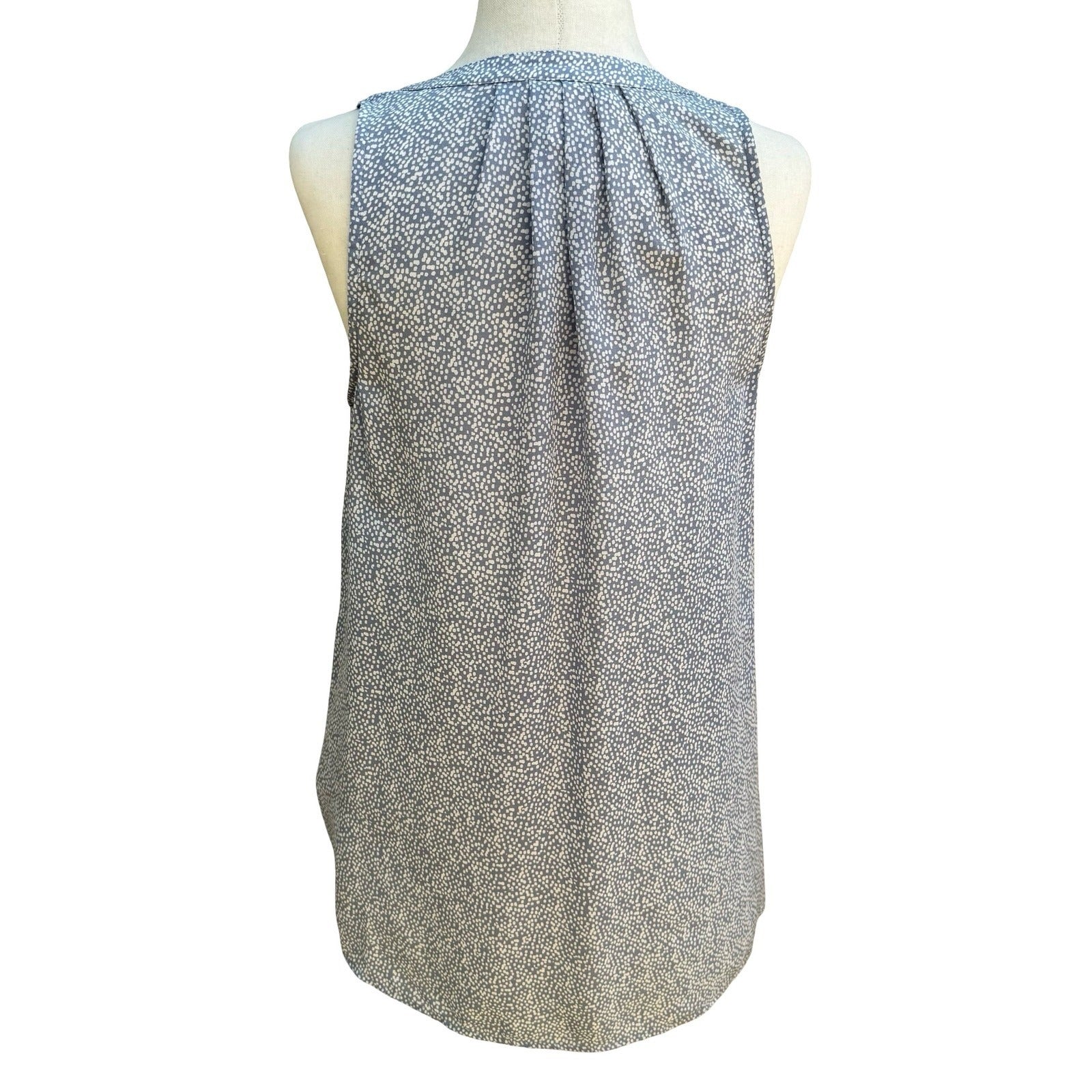 Joie Coastal Micro Polka Dot 100% Silk Sleeveless Quiet Luxury Blue Blouse XS
