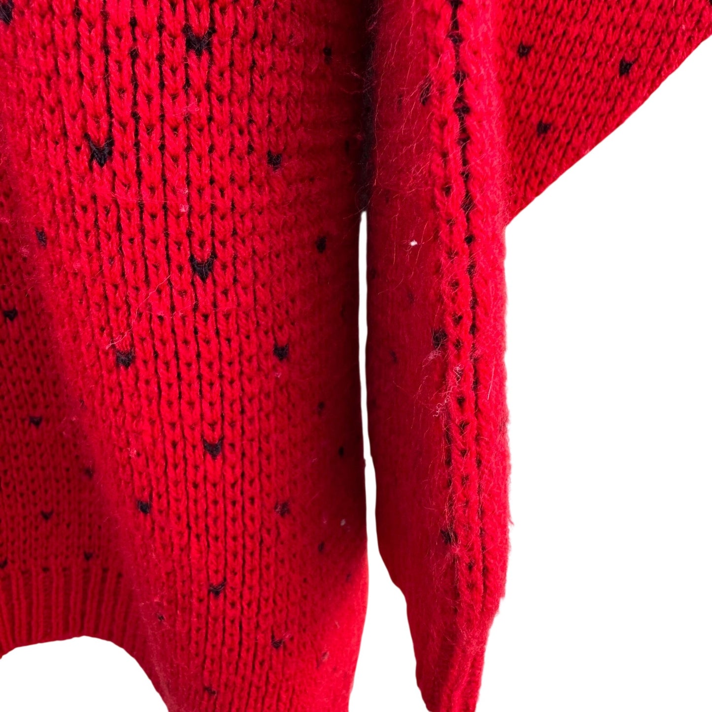 Classic Essentials Vintage 80s Red Sweater Bow Floral Polka Dot Womens L Retro