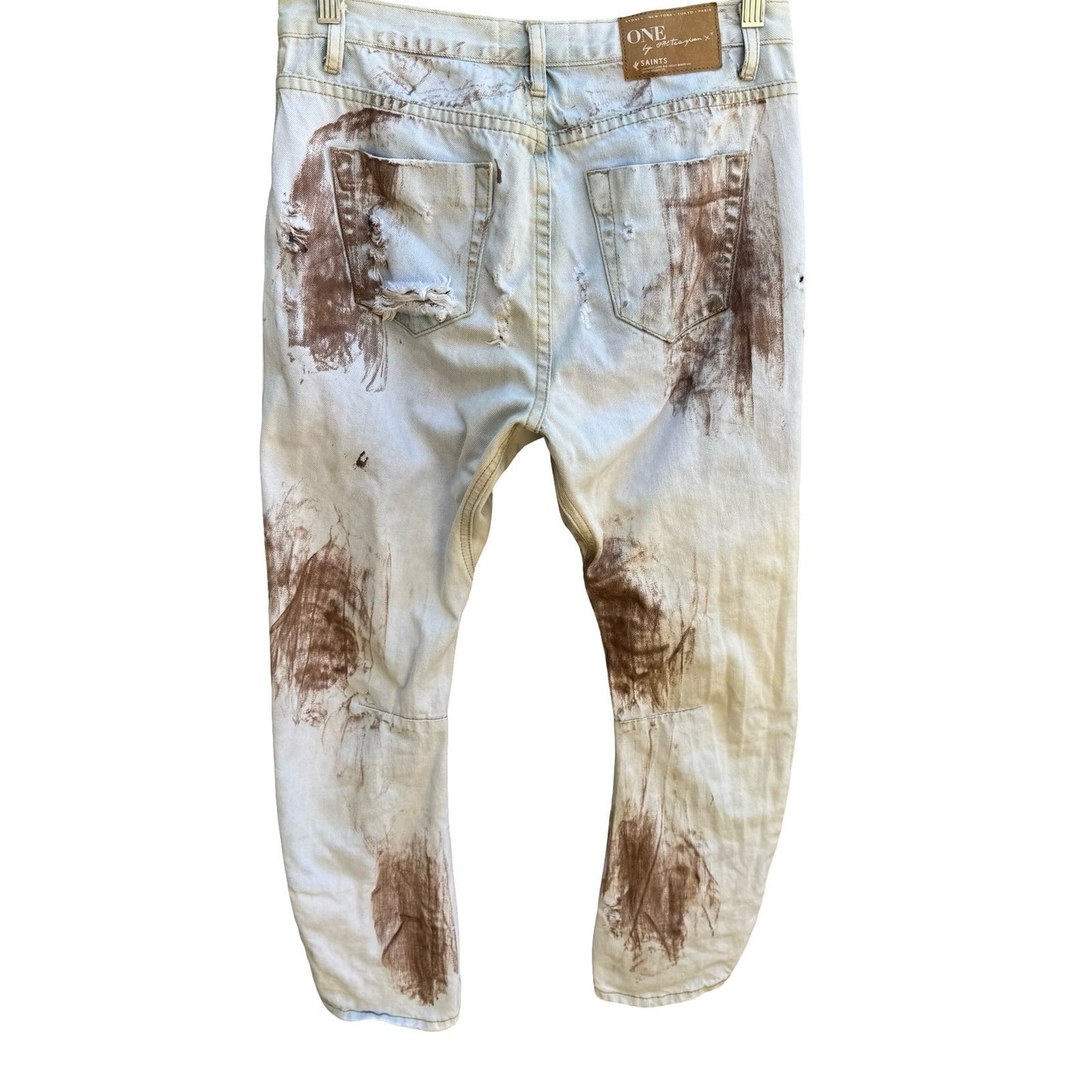 One Teaspoon Saints Y2K Grunge Punk Thrashed Shredded Distressed Baggy Jeans 26