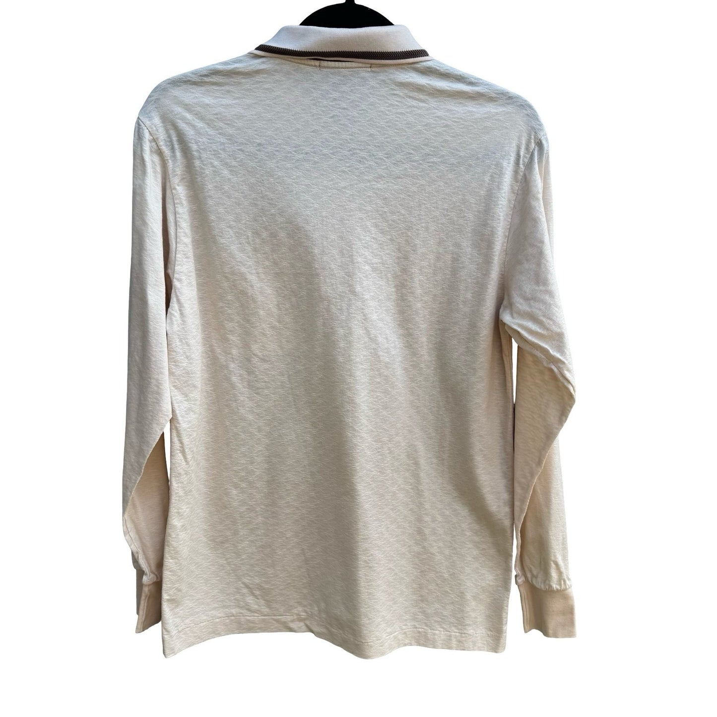 OXBL Vintage 90s Preppy Grandpacore Textured Wavy Knit Polo Shirt Cream Mens M