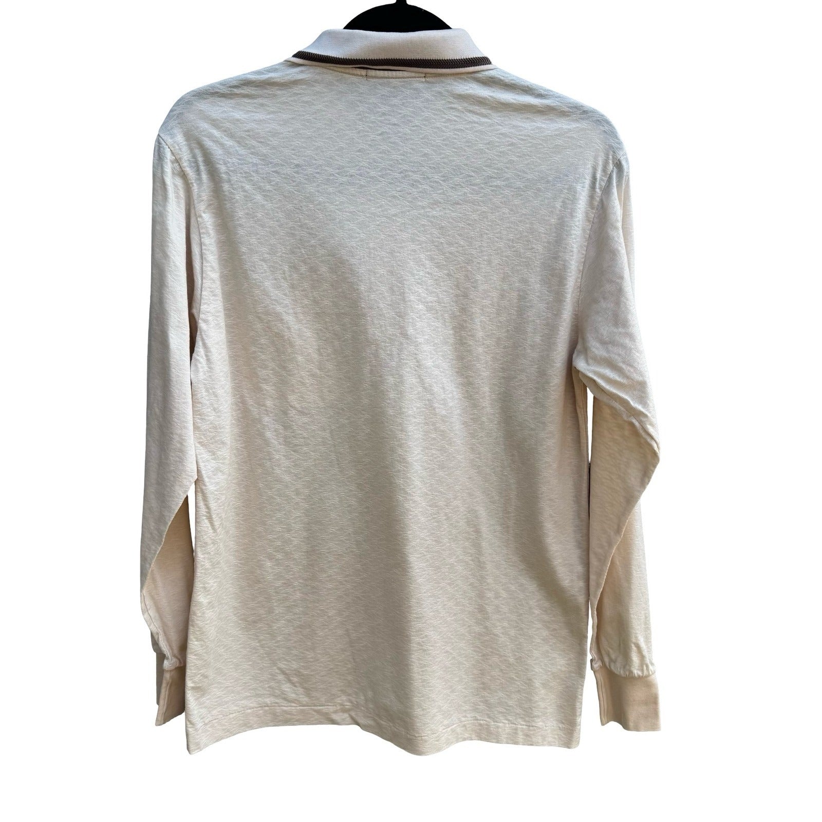 OXBL Vintage 90s Preppy Grandpacore Textured Wavy Knit Polo Shirt Cream Mens M