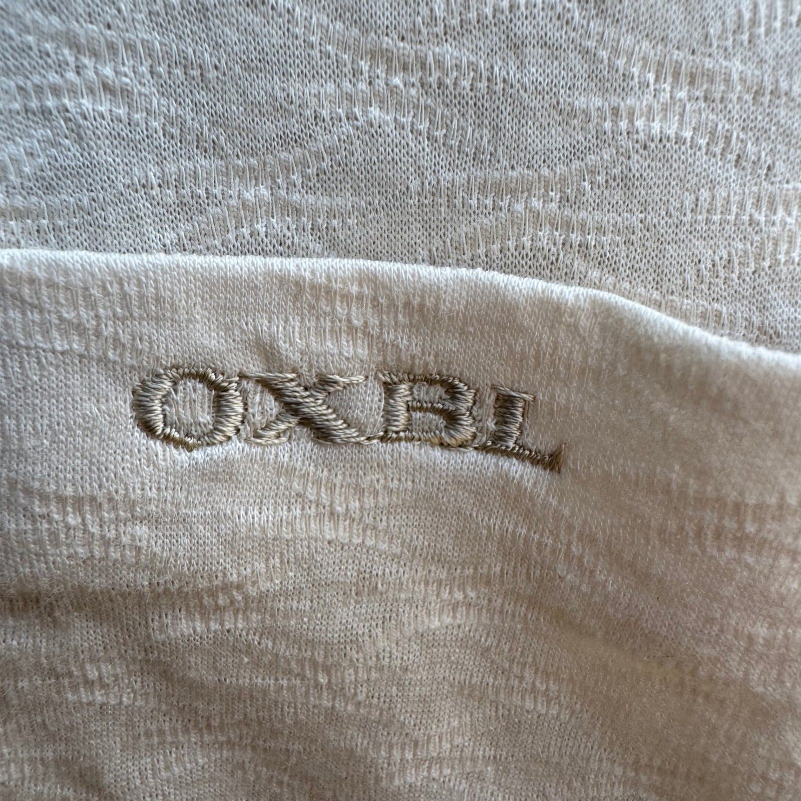 OXBL Vintage 90s Preppy Grandpacore Textured Wavy Knit Polo Shirt Cream Mens M