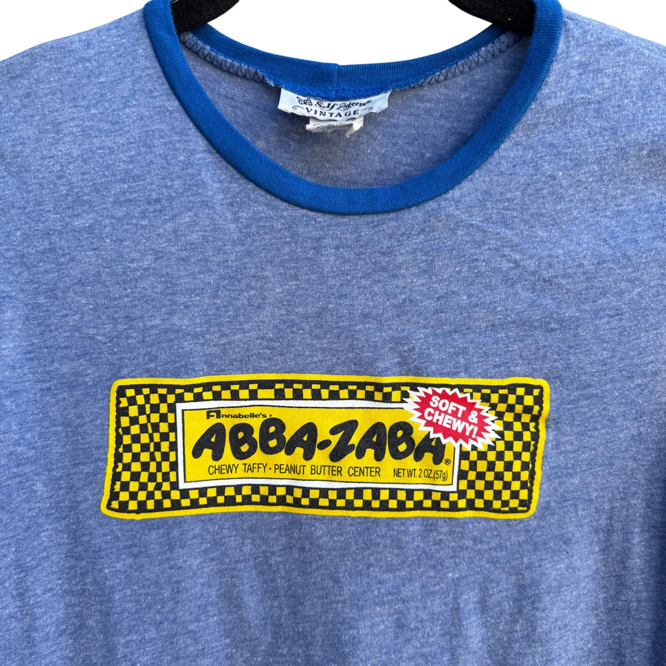 Self Esteem Vintage Y2K Abba-Zaba Graphic Ringer Babydoll Cap Sleeve Tee Shirt M