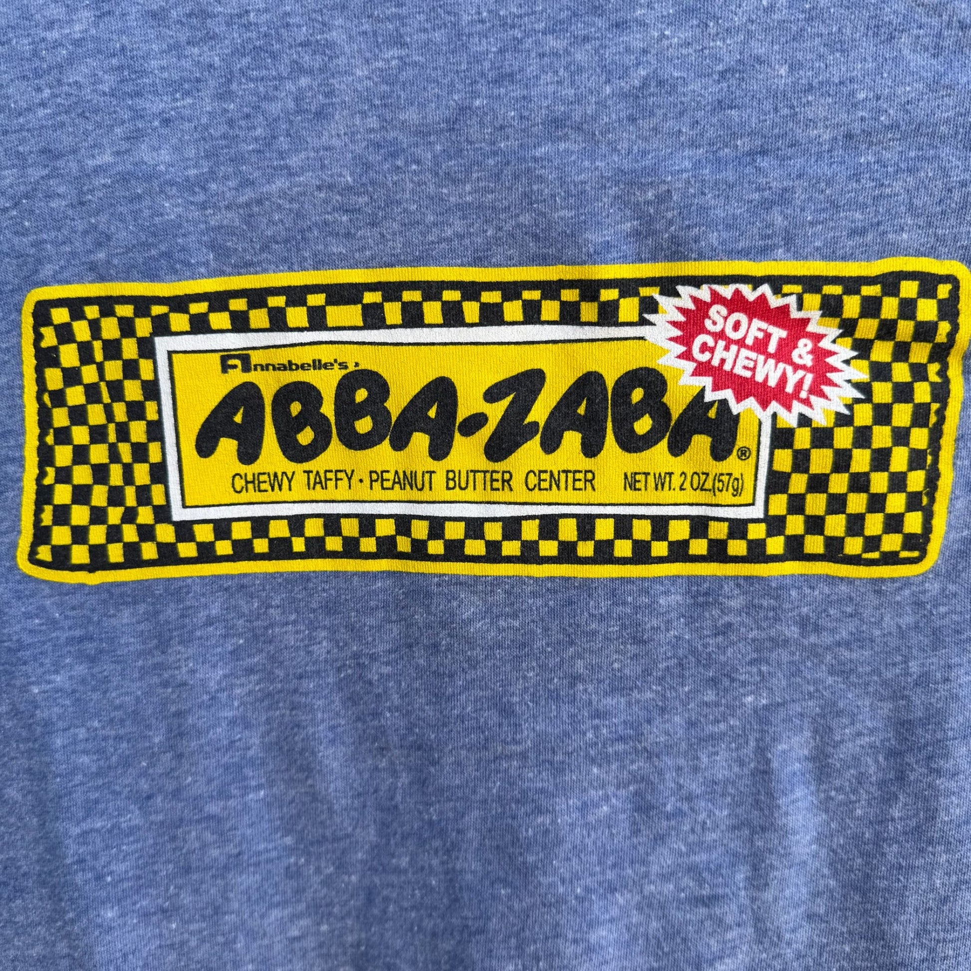 Self Esteem Vintage Y2K Abba-Zaba Graphic Ringer Babydoll Cap Sleeve Tee Shirt M