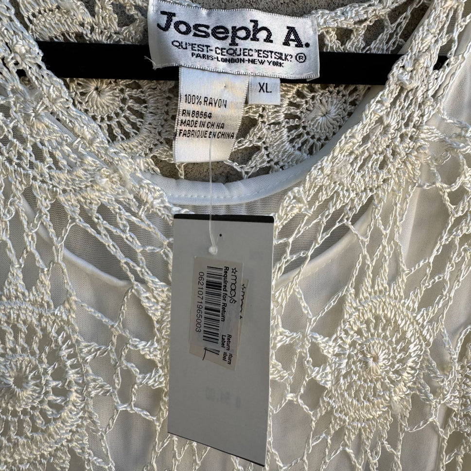 Joseph A Womens Boho Crochet Circle Scoop Neck Sleeveless Knit Blouse Top New M