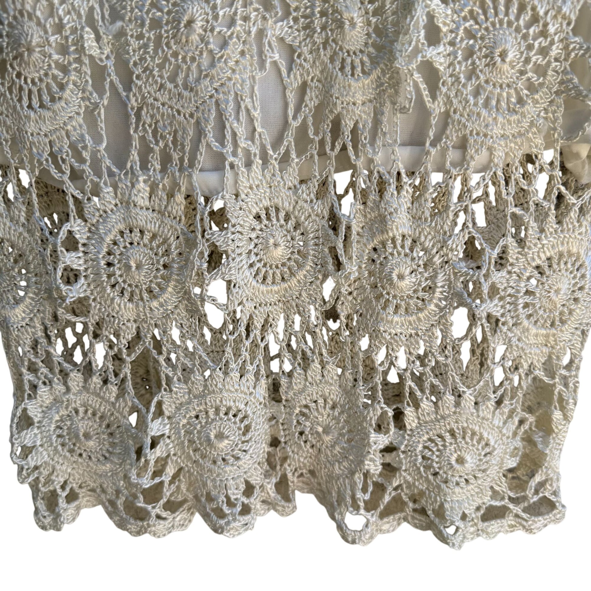 Joseph A Womens Boho Crochet Circle Scoop Neck Sleeveless Knit Blouse Top New M