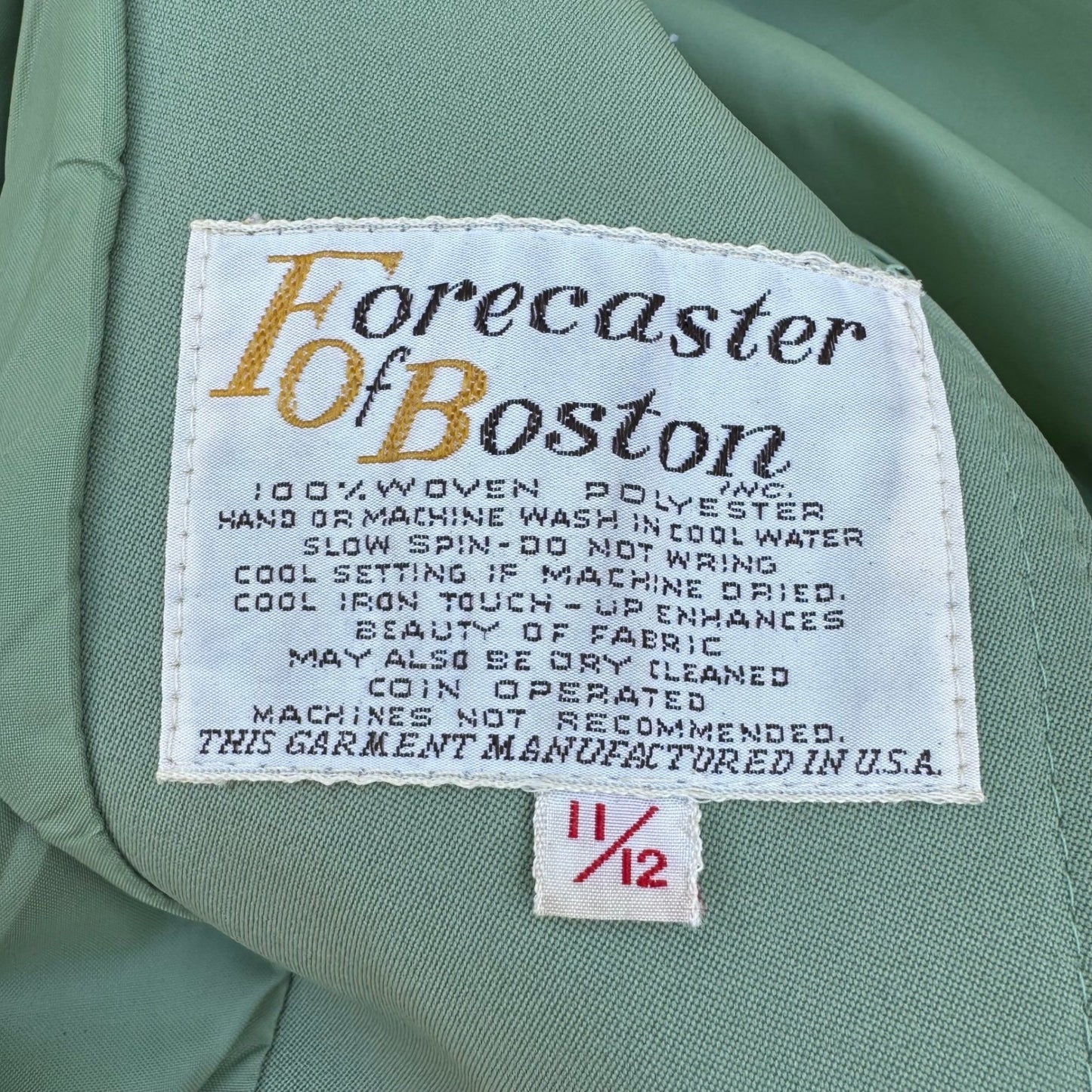 Forecaster of Boston Vintage Sage Green Button Front Trench Coat Jacket Sz 11/12