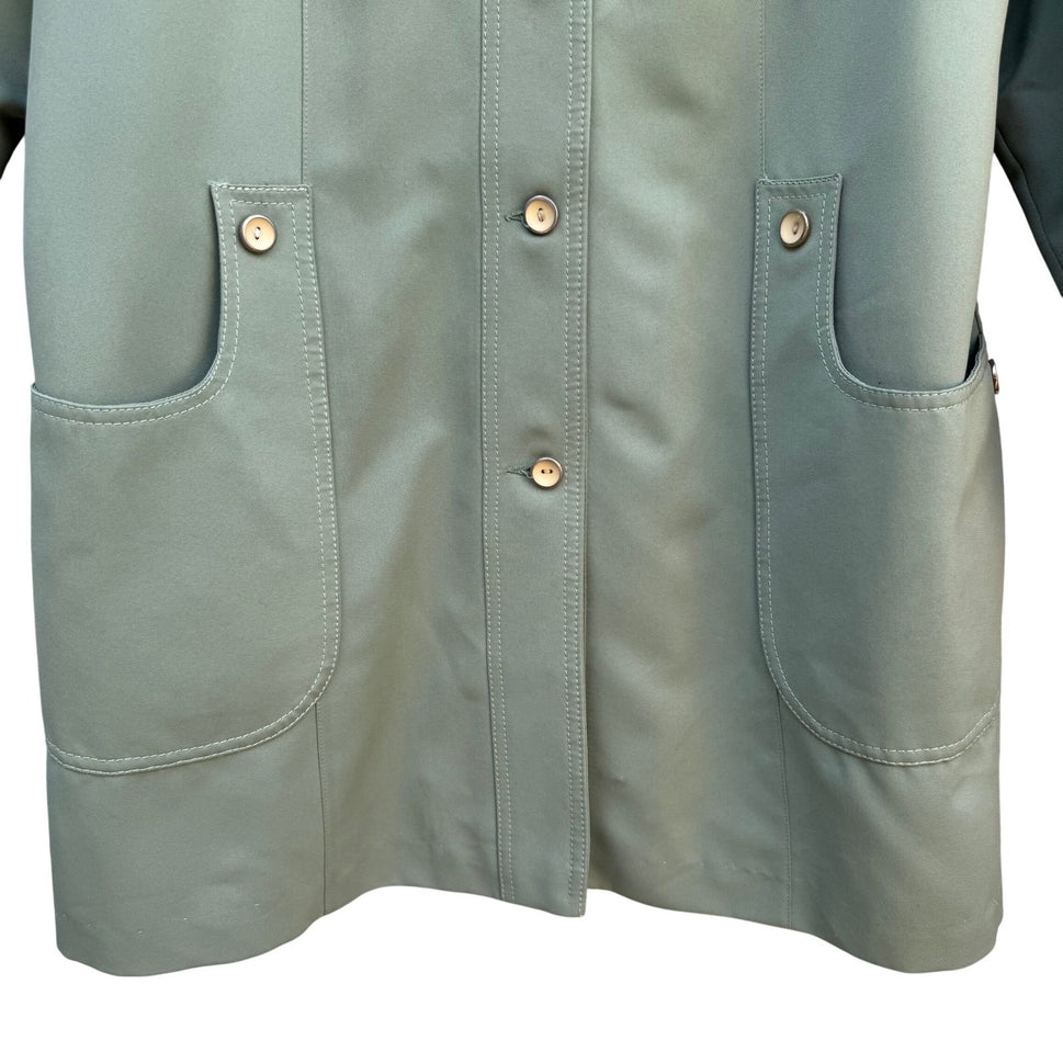 Forecaster of Boston Vintage Sage Green Button Front Trench Coat Jacket Sz 11/12