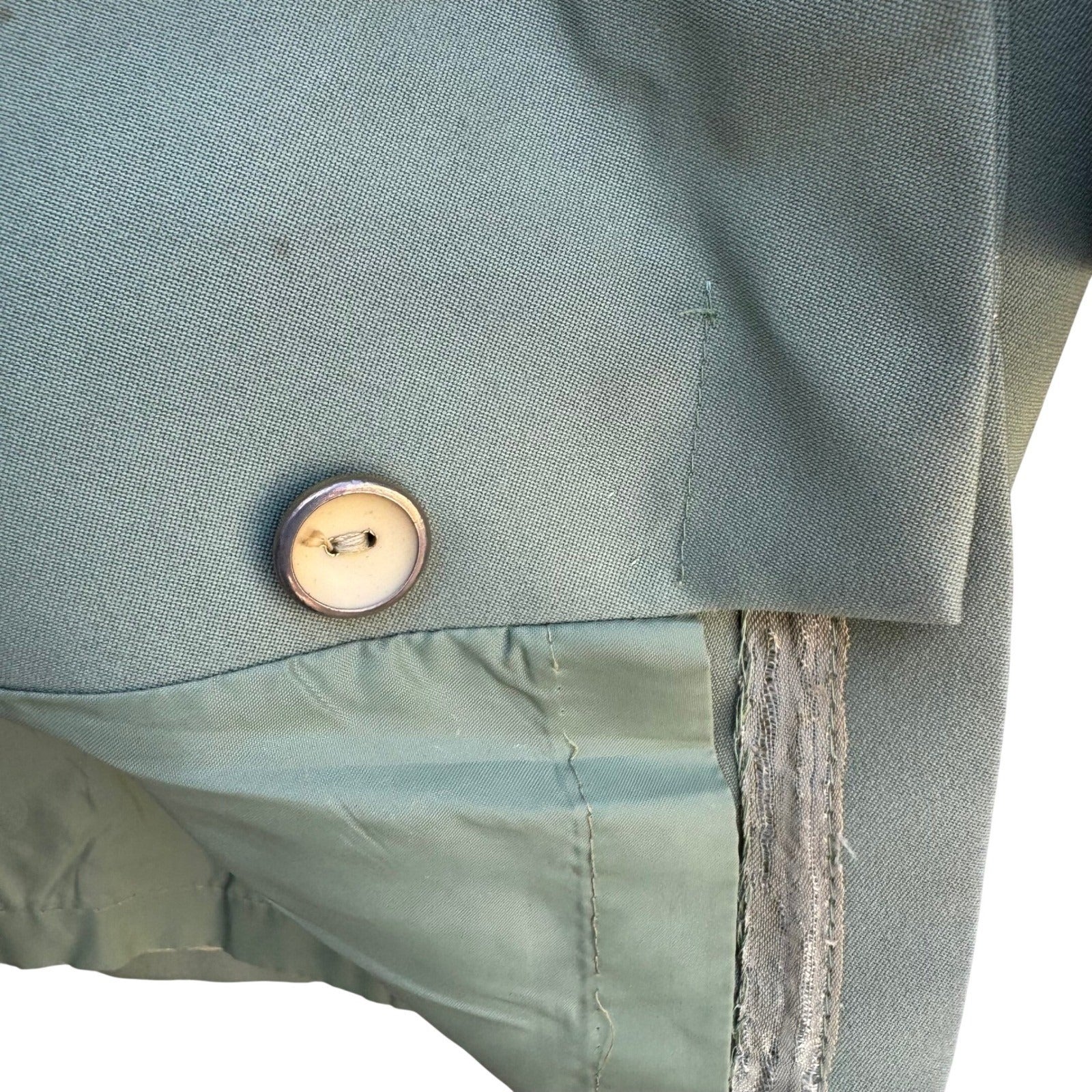 Forecaster of Boston Vintage Sage Green Button Front Trench Coat Jacket Sz 11/12