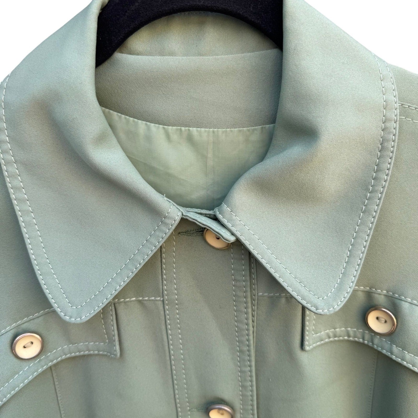 Forecaster of Boston Vintage Sage Green Button Front Trench Coat Jacket Sz 11/12