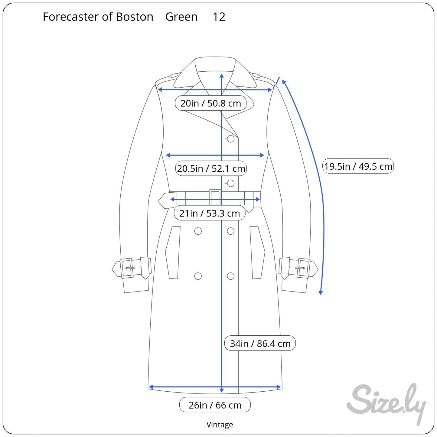 Forecaster of Boston Vintage Sage Green Button Front Trench Coat Jacket Sz 11/12
