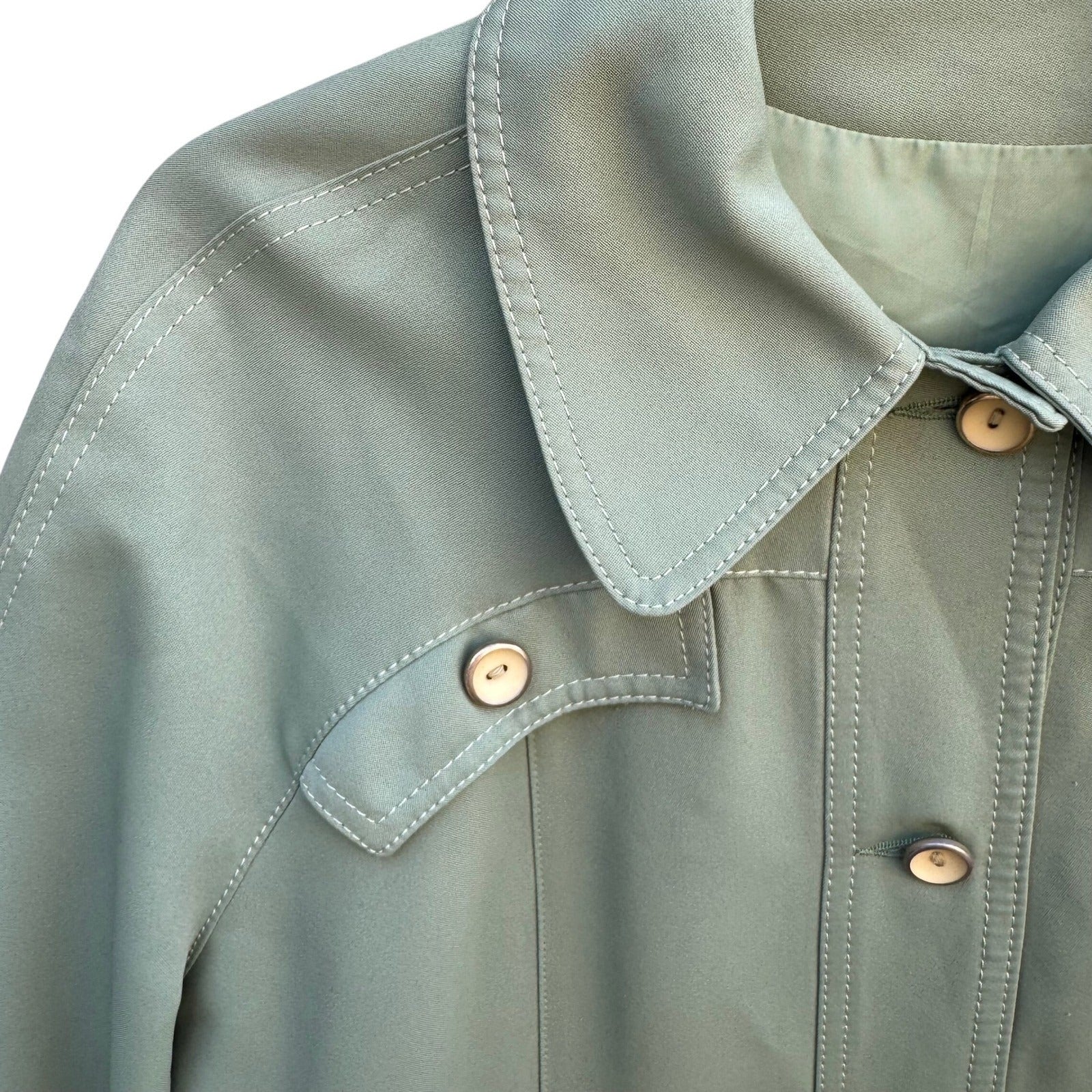 Forecaster of Boston Vintage Sage Green Button Front Trench Coat Jacket Sz 11/12