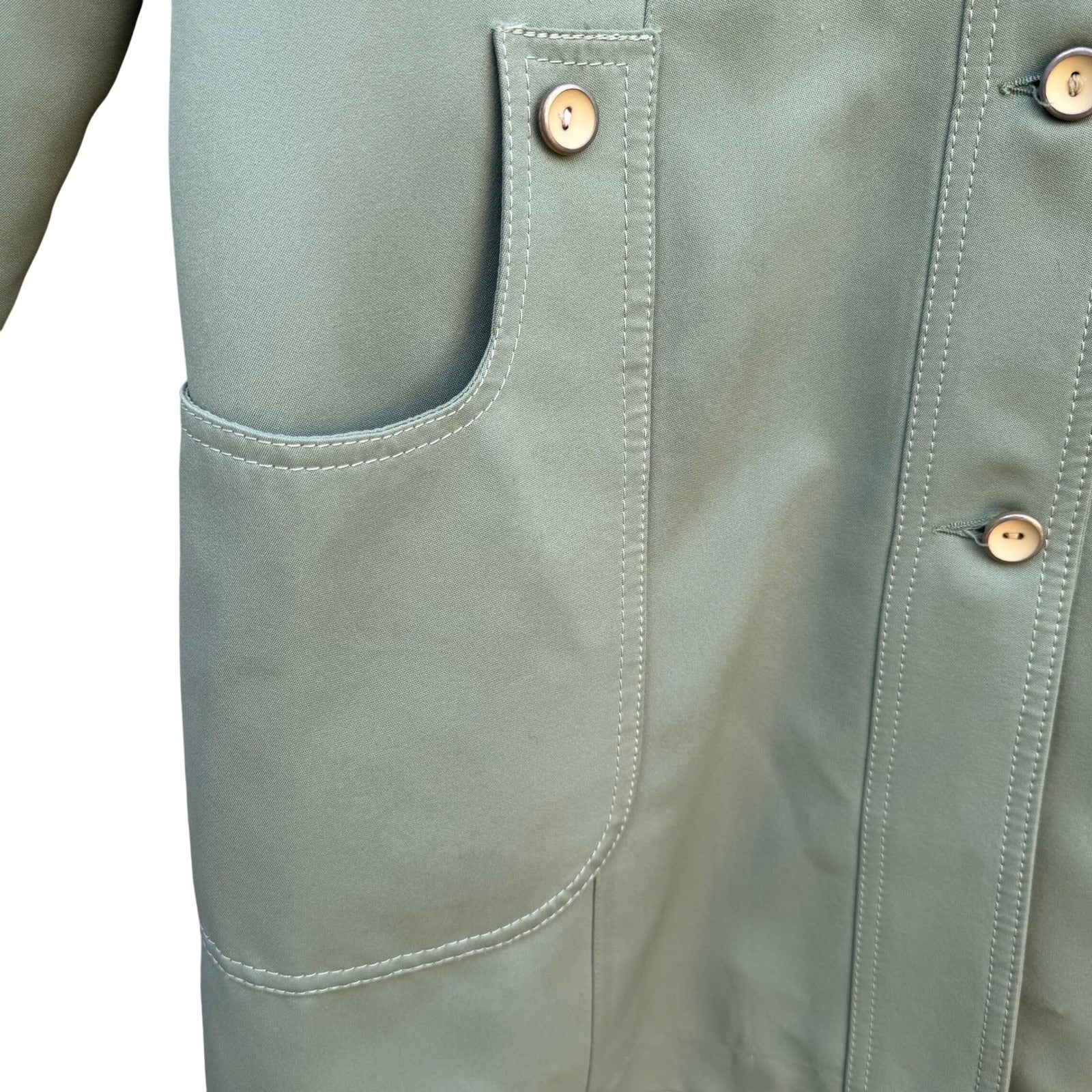 Forecaster of Boston Vintage Sage Green Button Front Trench Coat Jacket Sz 11/12