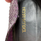 Switch Henri Bendel Vintage 90s Italian Woven Leather Peep Toe Flats Purple Womens 10M 2 image
