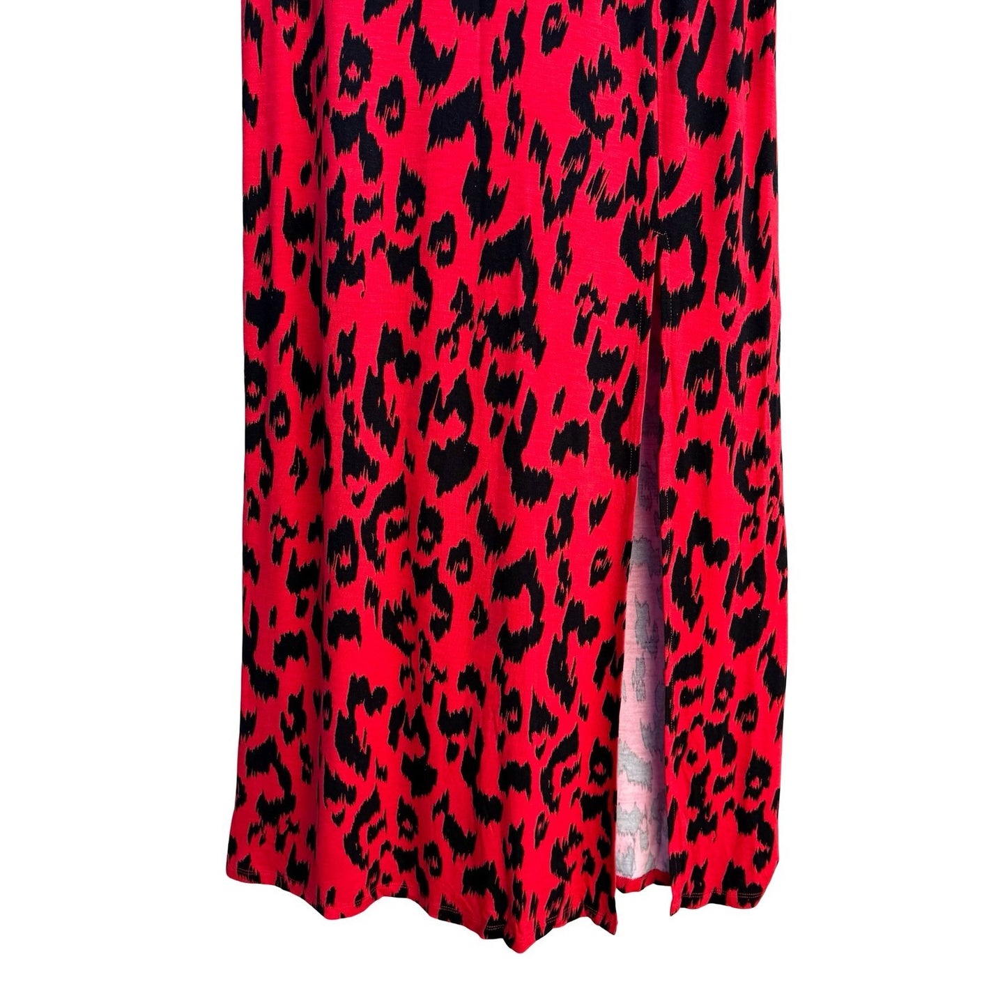 Charlotte Russe Red Black Leopard Print Maxi Skirt Side Slit NWT Small 3B2134
