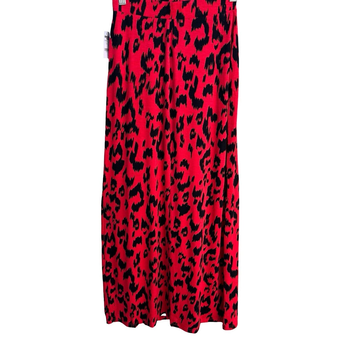 Charlotte Russe Red Black Leopard Print Maxi Skirt Side Slit NWT Small 3B2134