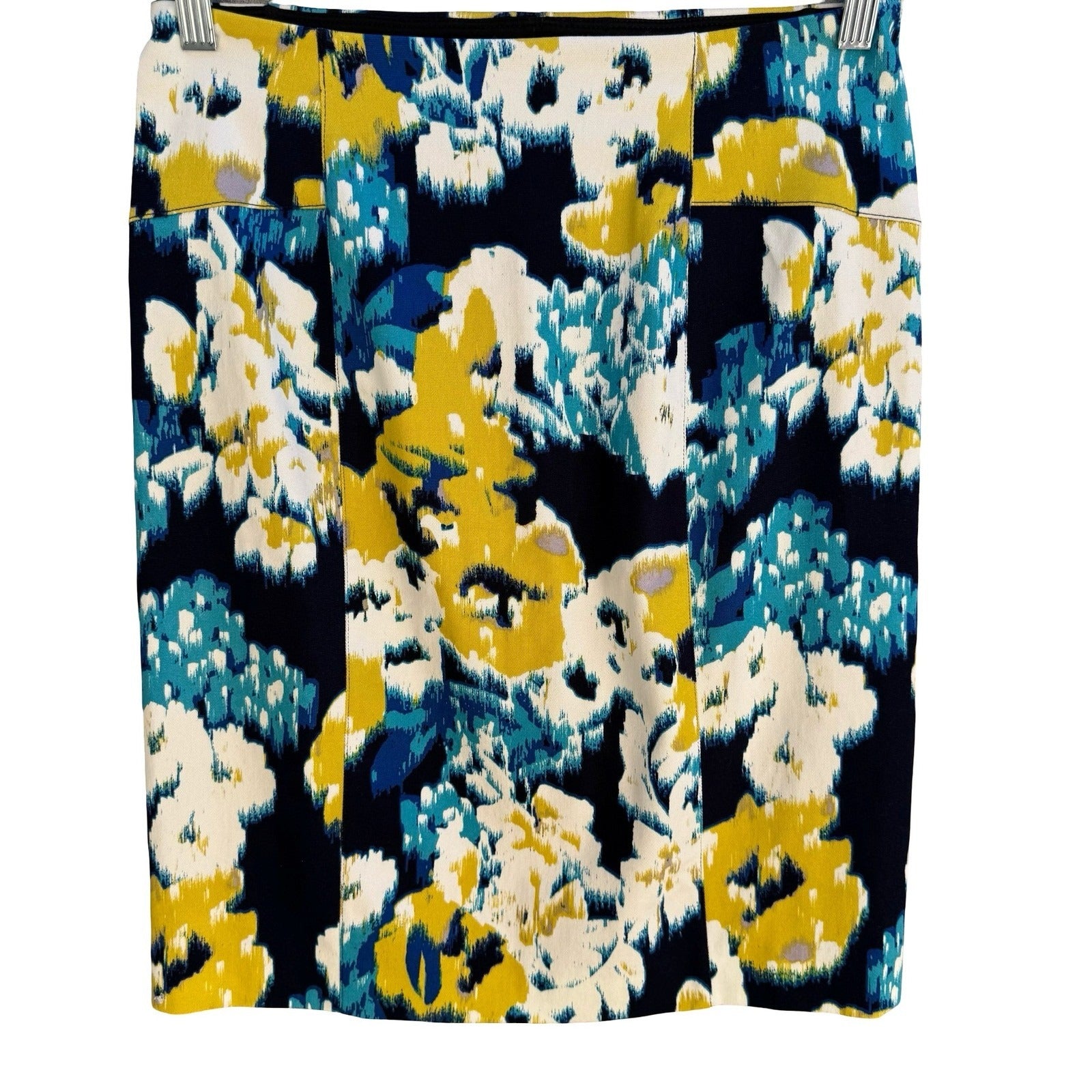 Lysse New York Mod Floral Pencil Charity Skirt Navy Abstract Career Bodycon Med