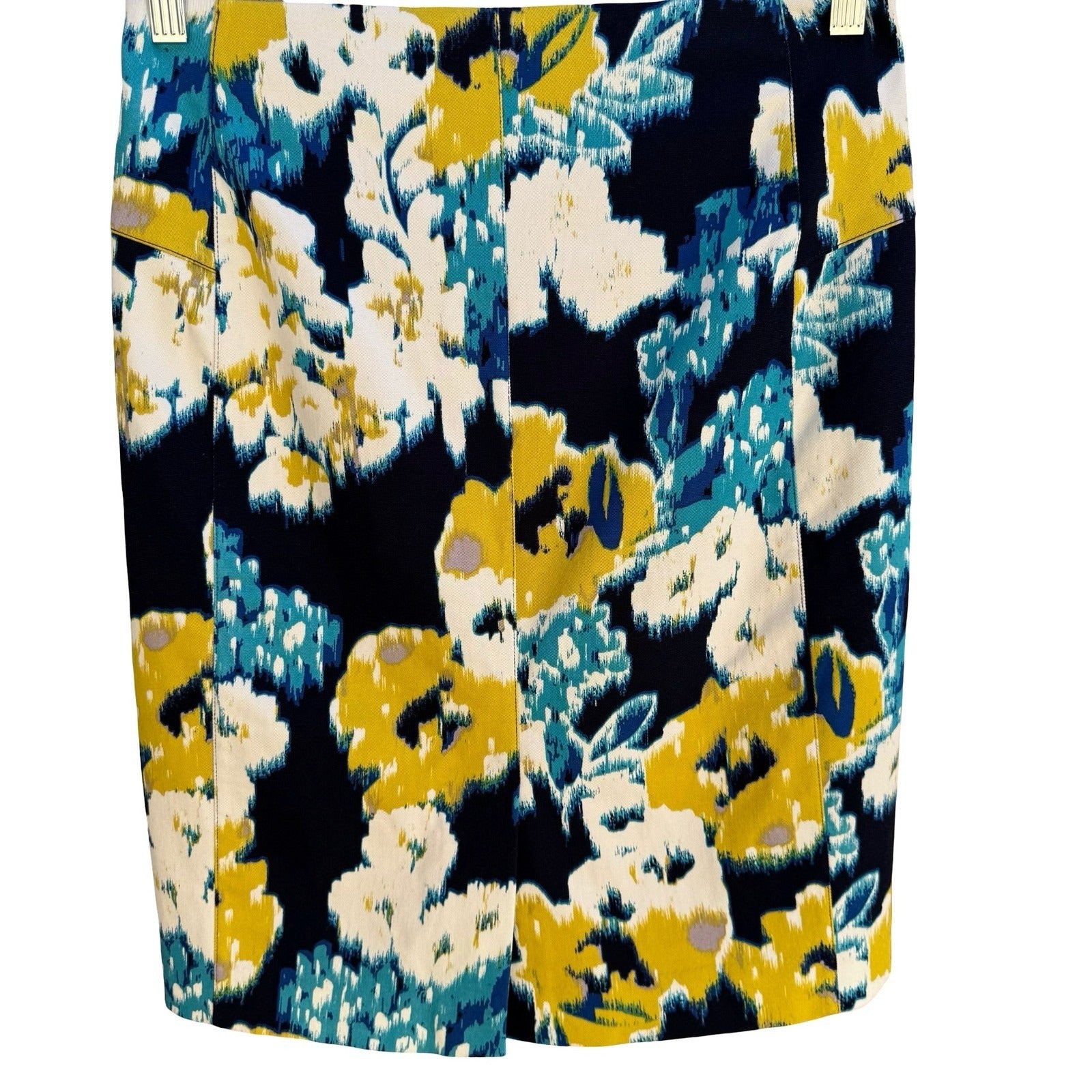 Lysse New York Mod Floral Pencil Charity Skirt Navy Abstract Career Bodycon Med