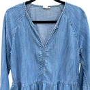 Switch Gap Womens M Blue Chambray Denim Peplum V-Neck Blouse Cottagecore Coastal Boho 3 image