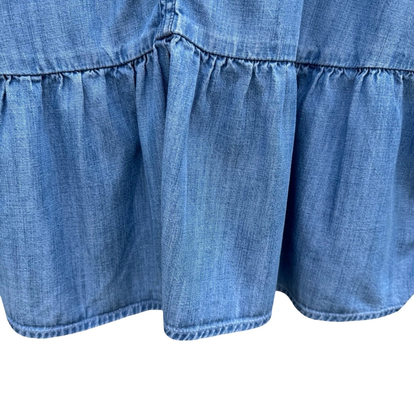 Gap Womens M Blue Chambray Denim Peplum V-Neck Blouse Cottagecore Coastal Boho