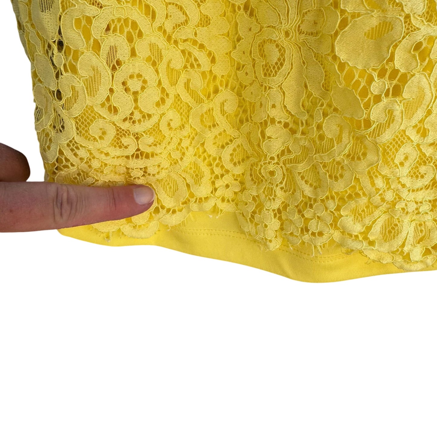 Isaac Mizrahi Live Womens Yellow Lace Overlay Elastic Waist Lined Wide Leg Pants