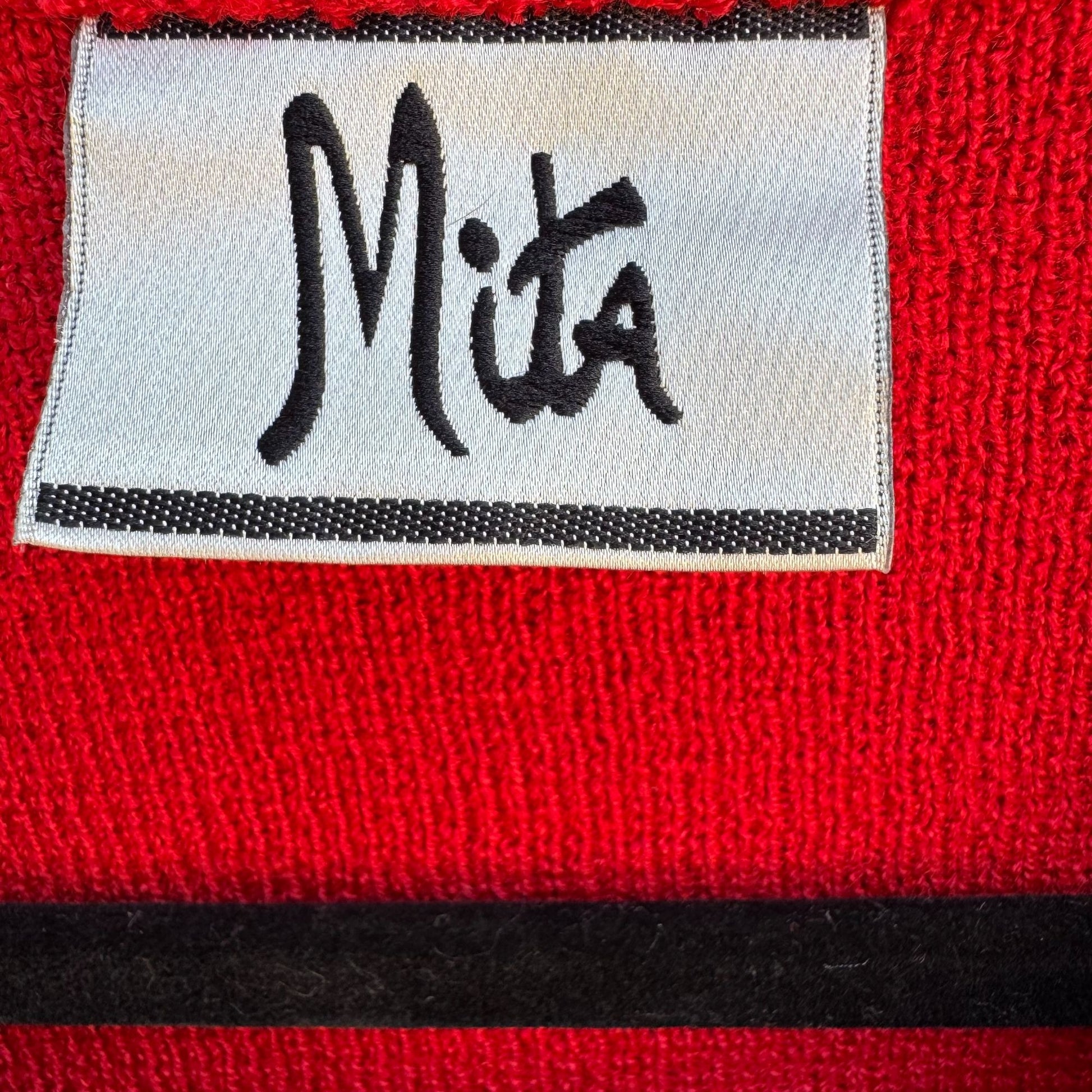 Mita Vintage Womens Red Black Button-Up Brick Pattern Knit Cardigan Sweater 3X