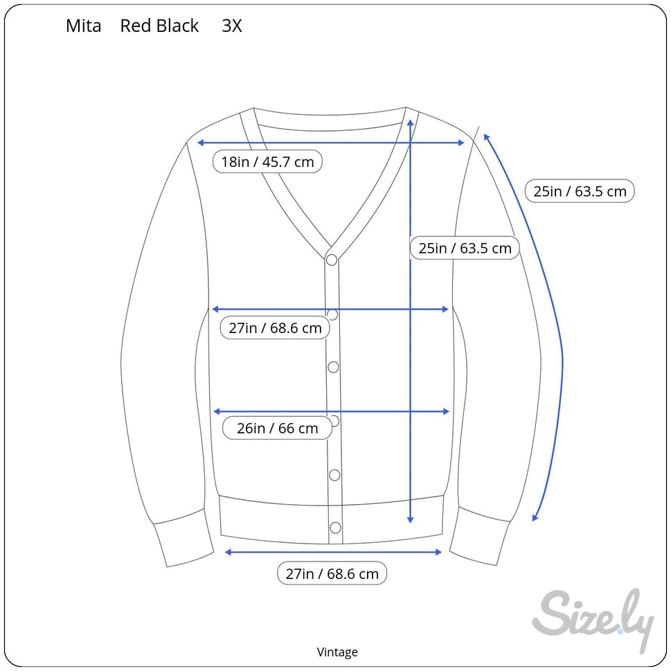 Mita Vintage Womens Red Black Button-Up Brick Pattern Knit Cardigan Sweater 3X