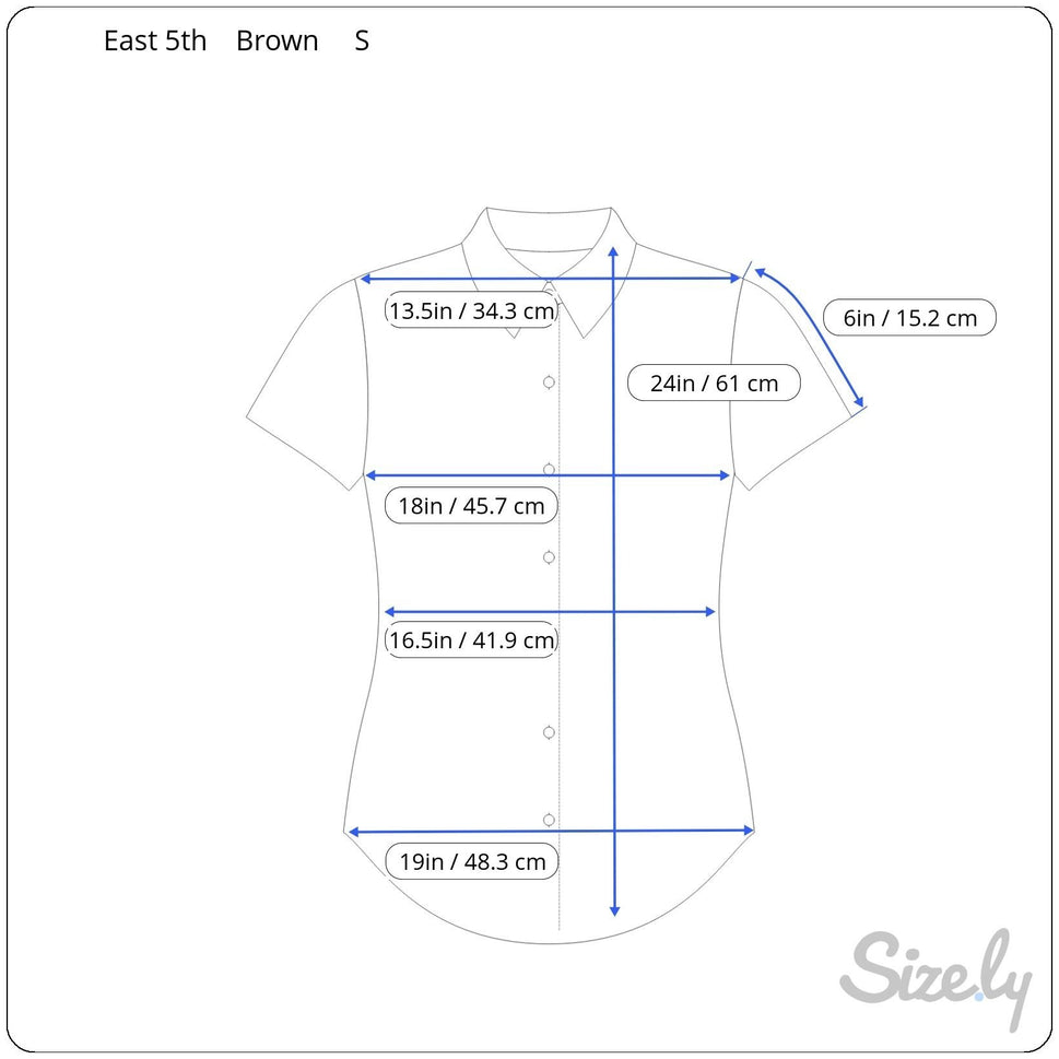 East 5th Womens Pleated Placket Brown Abstract Button-Up Gathered Sleeve Blouse S