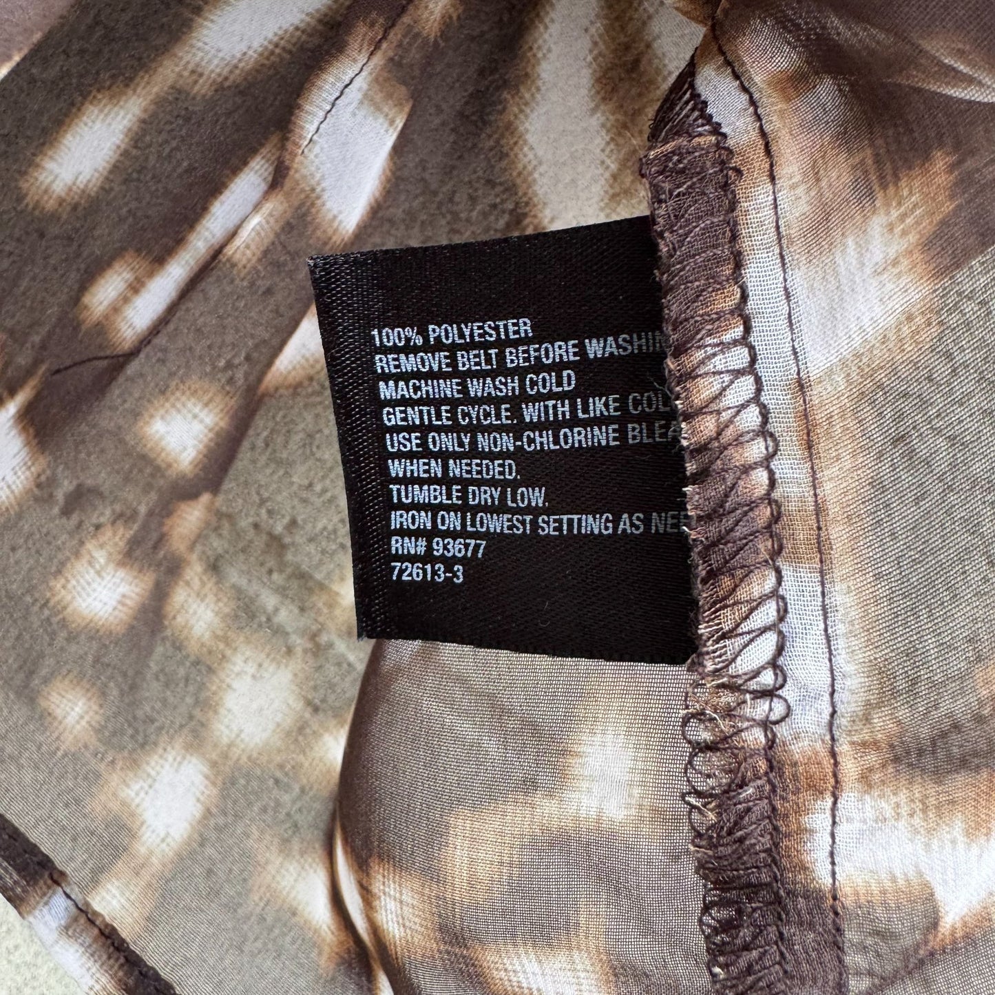 East 5th Womens Pleated Placket Brown Abstract Button-Up Gathered Sleeve Blouse S