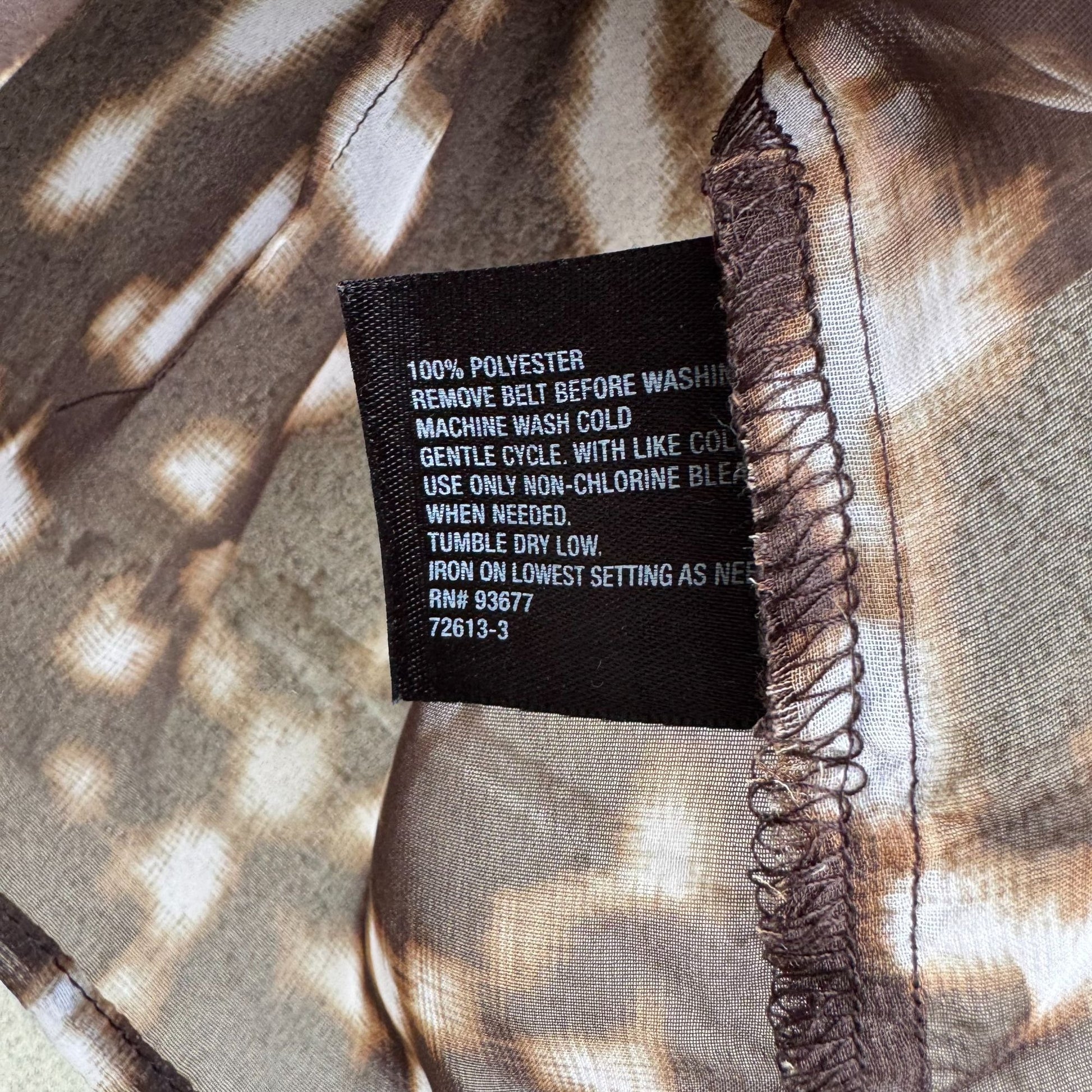 East 5th Womens Pleated Placket Brown Abstract Button-Up Gathered Sleeve Blouse S