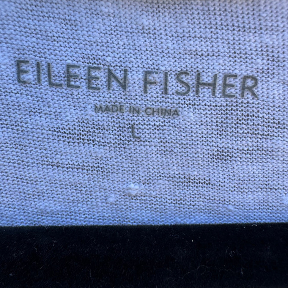 Eileen Fisher Womens L White Slub Knit Scoop Neck Short Sleeve Shirt Minimalist