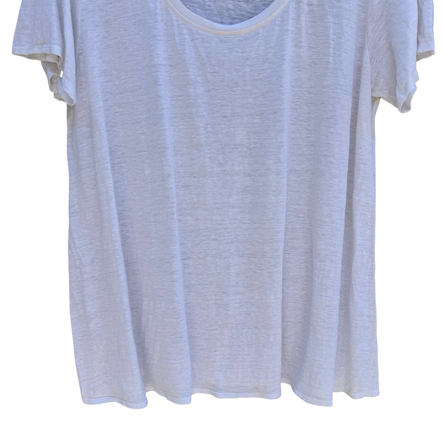 Eileen Fisher Womens L White Slub Knit Scoop Neck Short Sleeve Shirt Minimalist