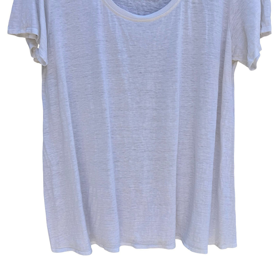 Eileen Fisher Womens L White Slub Knit Scoop Neck Short Sleeve Shirt Minimalist
